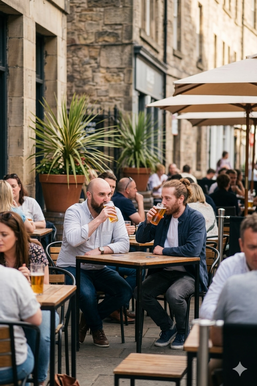 Alexis et FX dans une affiche de campagne au thème terrasse.